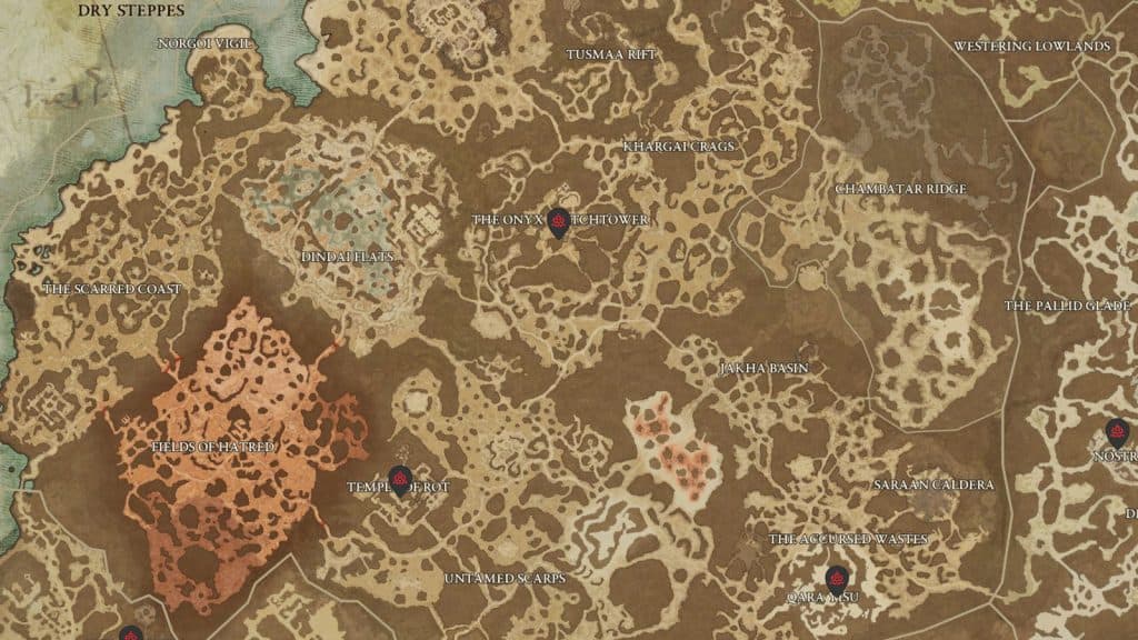 Dry Steppes Stronghold locations in Diablo 4